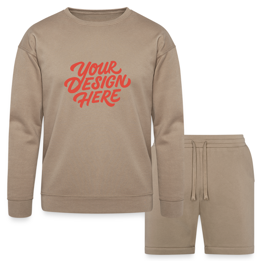 Bella + Canvas Unisex Sweatshirt & Short Set - tan