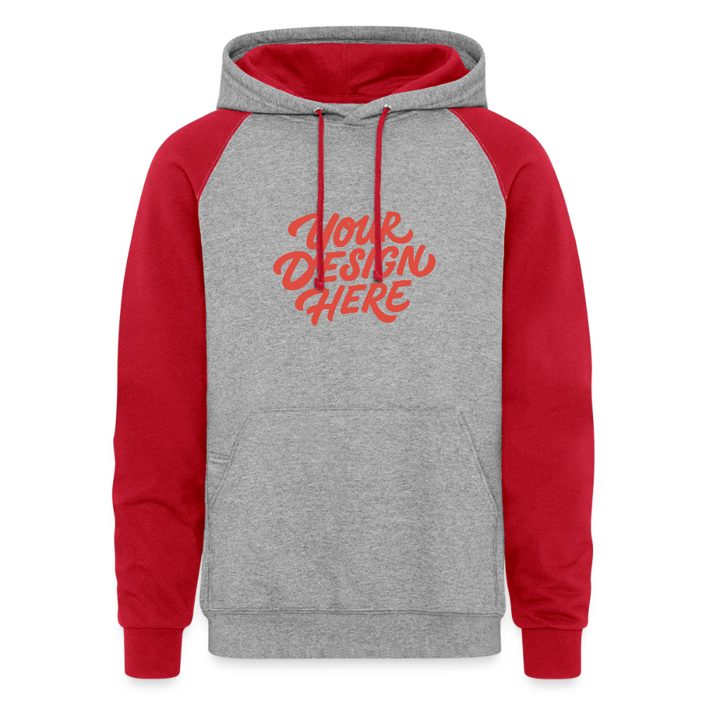 Colorblock Hoodie - heather grey/red